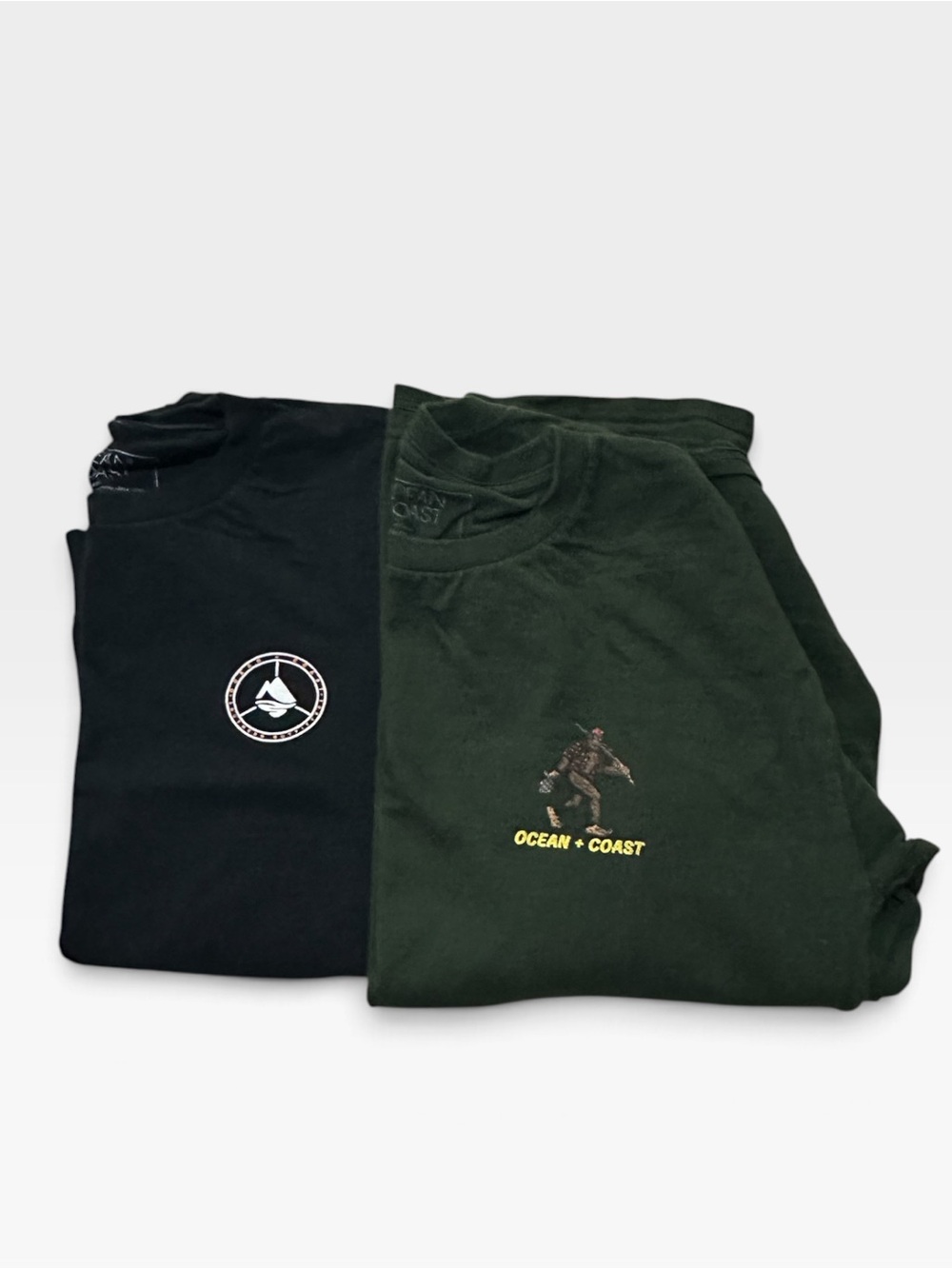 Bundle of 2 long sleeve Ocean & Coast T-shirts. Black and green